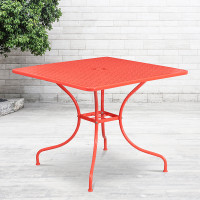 Flash Furniture CO-6-RED-GG 35.5" Steel Patio Table in Coral